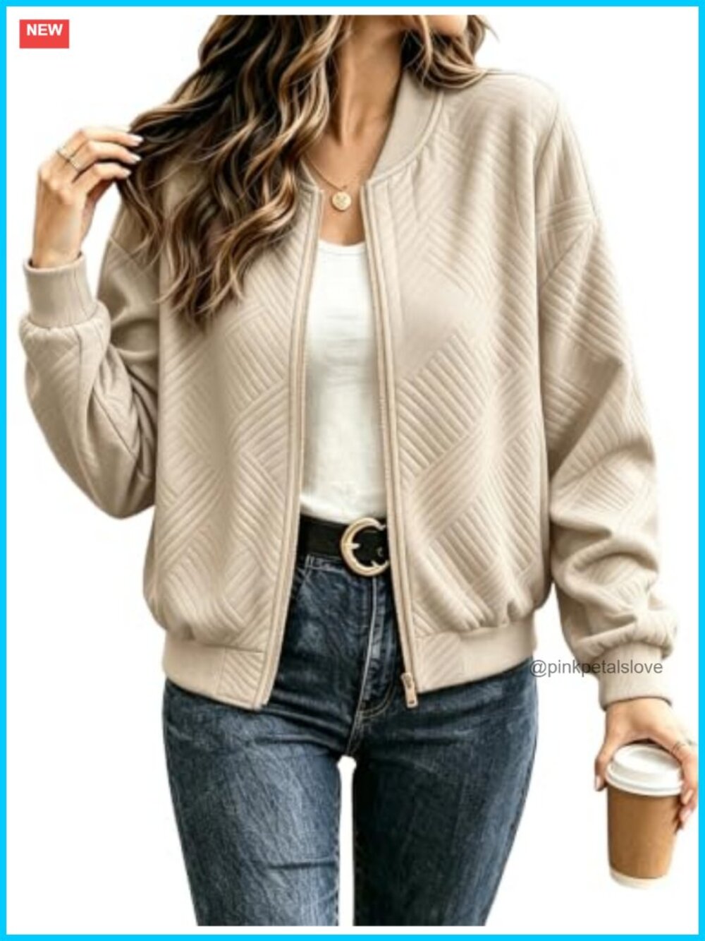 Womens Lightweight Zip Up Bomber Jacket Quilted Casual Fall Coat with Pockets